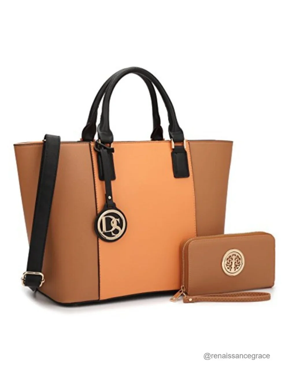 Vegan Leather Satchel Tote with Wallet, Laptop Shoulder Bag Work Purse